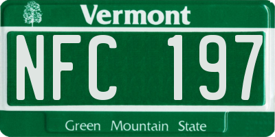 VT license plate NFC197
