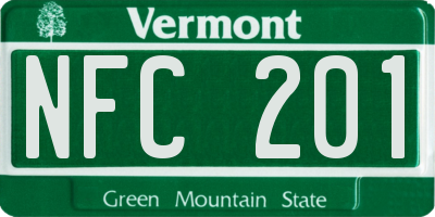 VT license plate NFC201