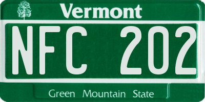 VT license plate NFC202