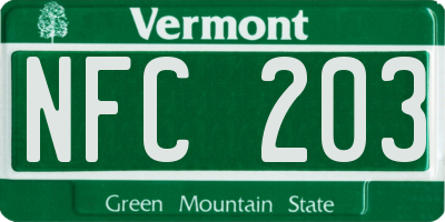 VT license plate NFC203