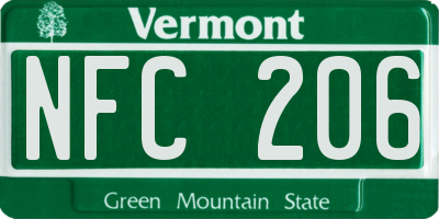 VT license plate NFC206