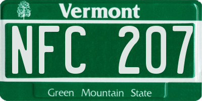 VT license plate NFC207