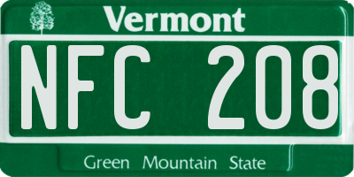 VT license plate NFC208