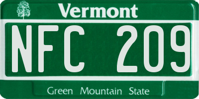 VT license plate NFC209