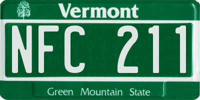 VT license plate NFC211