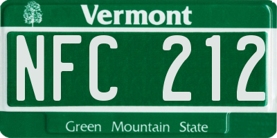 VT license plate NFC212