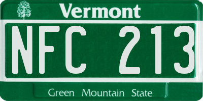 VT license plate NFC213