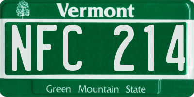 VT license plate NFC214