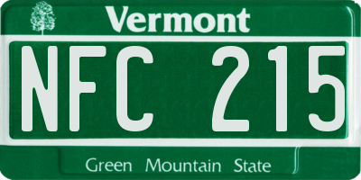 VT license plate NFC215