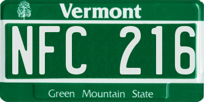 VT license plate NFC216
