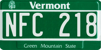 VT license plate NFC218