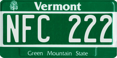 VT license plate NFC222
