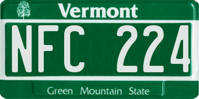 VT license plate NFC224