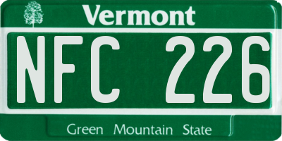 VT license plate NFC226