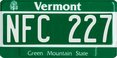 VT license plate NFC227