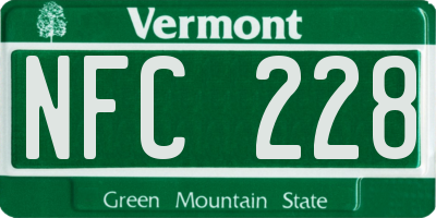 VT license plate NFC228