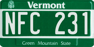 VT license plate NFC231