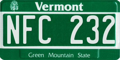 VT license plate NFC232