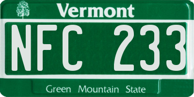 VT license plate NFC233