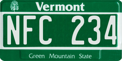 VT license plate NFC234