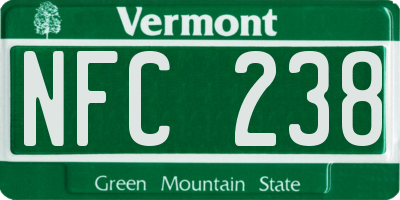 VT license plate NFC238