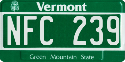 VT license plate NFC239