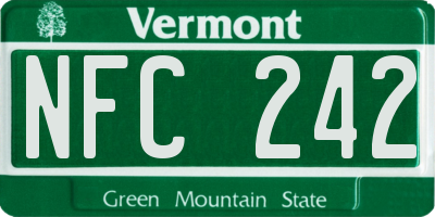 VT license plate NFC242