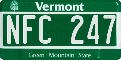 VT license plate NFC247