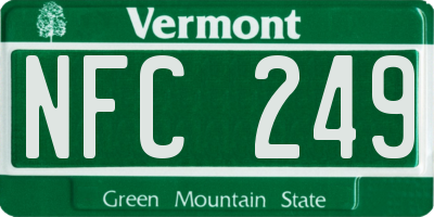 VT license plate NFC249