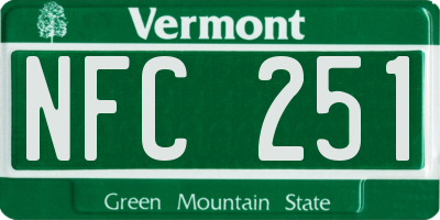 VT license plate NFC251