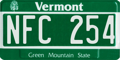 VT license plate NFC254