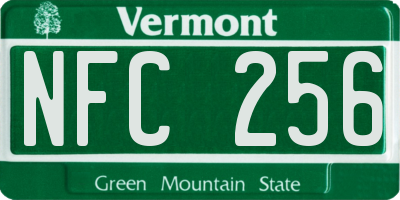 VT license plate NFC256