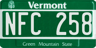 VT license plate NFC258