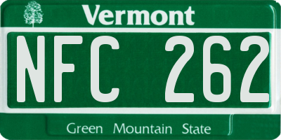 VT license plate NFC262