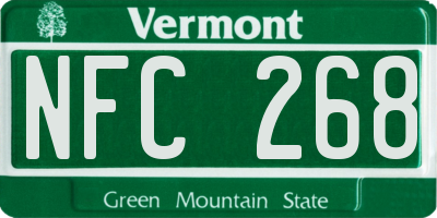 VT license plate NFC268