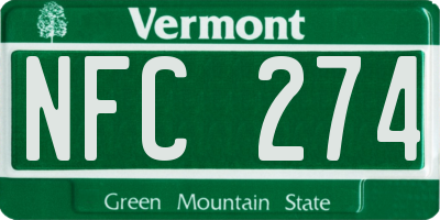 VT license plate NFC274