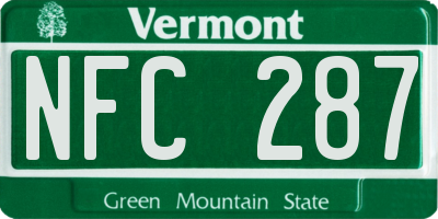 VT license plate NFC287