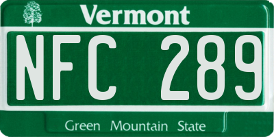 VT license plate NFC289