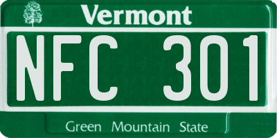 VT license plate NFC301