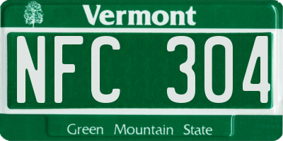 VT license plate NFC304
