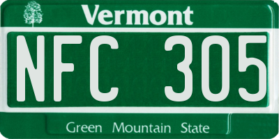 VT license plate NFC305
