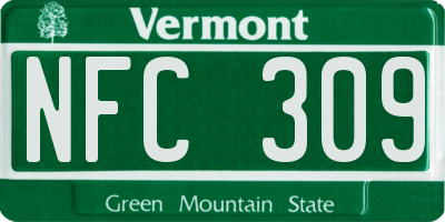 VT license plate NFC309