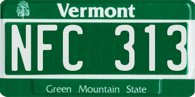 VT license plate NFC313