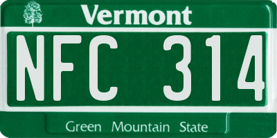 VT license plate NFC314