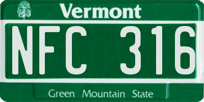 VT license plate NFC316