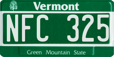 VT license plate NFC325