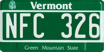 VT license plate NFC326