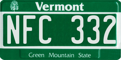 VT license plate NFC332