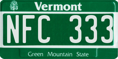 VT license plate NFC333