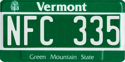VT license plate NFC335